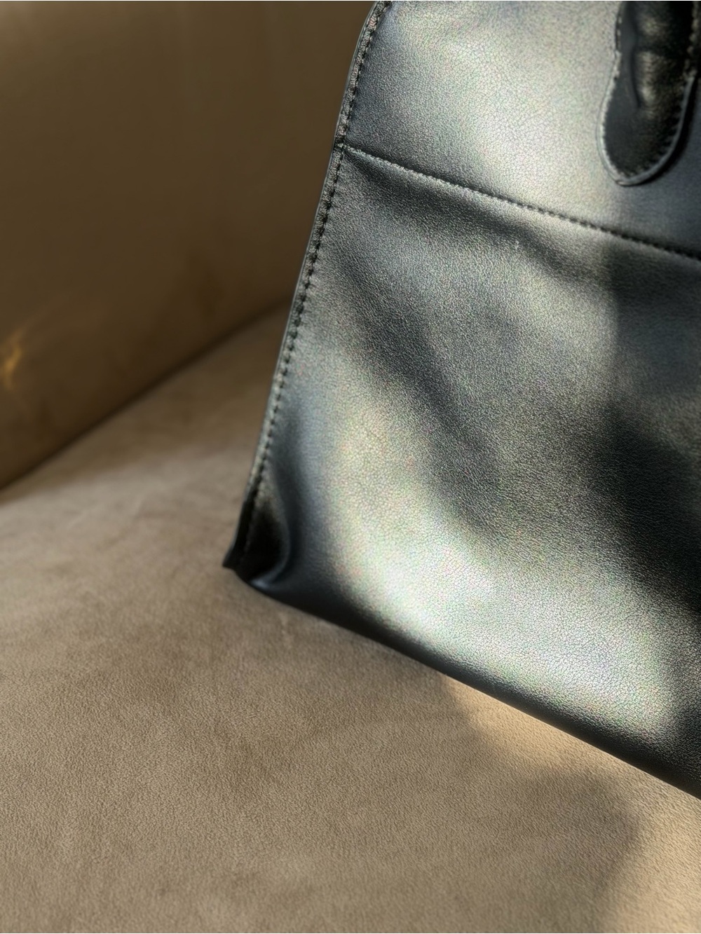 Margaux 15 Smooth Black Leather Top Handle Satchel Handbag Tote - Picture 11 of 15